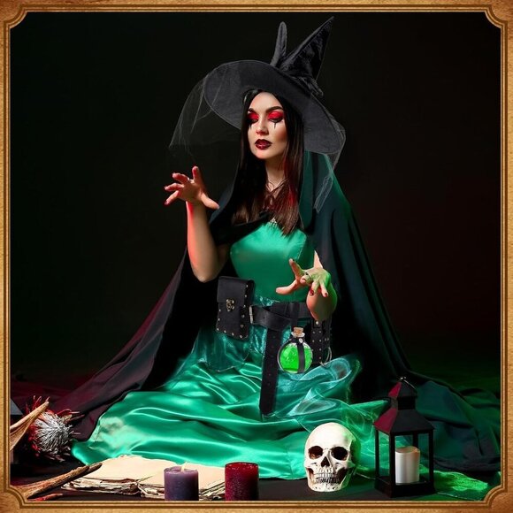 Halloween Witch Hat Set Women Renaissance Accessories Costume Cosplay main image 5